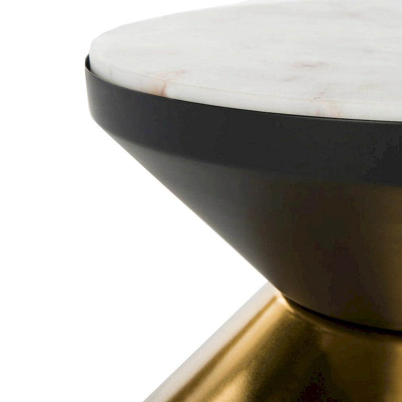 SAFAVIEH Margunde Tavolino Nero/Oro con Piano in Pietra - 14,3 x 14,3 x 16 - 14Lx14Px15A