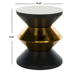 SAFAVIEH Margunde Tavolino Nero/Oro con Piano in Pietra - 14,3 x 14,3 x 16 - 14Lx14Px15A