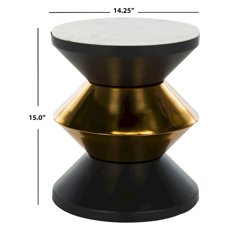 SAFAVIEH Margunde Tavolino Nero/Oro con Piano in Pietra - 14,3 x 14,3 x 16 - 14Lx14Px15A