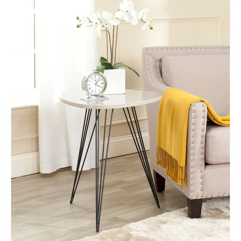 Tavolino laterale Safavieh Luann bianco/nero laccato - 49,8 x 49,8 x 59,9 cm - 20Lx20Px24A
