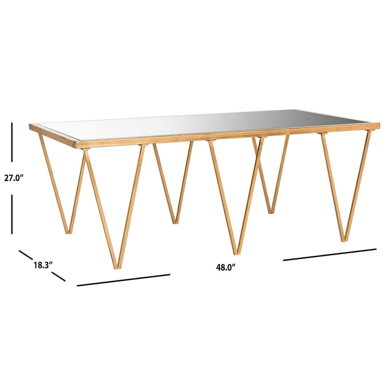 Tavolino da caffè Safavieh Armida anticato con foglie d'oro - 121,92 x 46,48 x 68,58 cm - 121,92 L x 45,72 P x 68,58 A