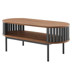 Tavolino da caffè ovale in legno bicolore Collins Modern con ripiano