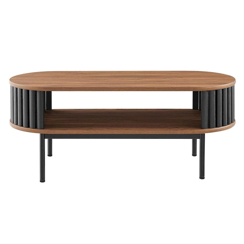 Tavolino da caffè ovale in legno bicolore Collins Modern con ripiano