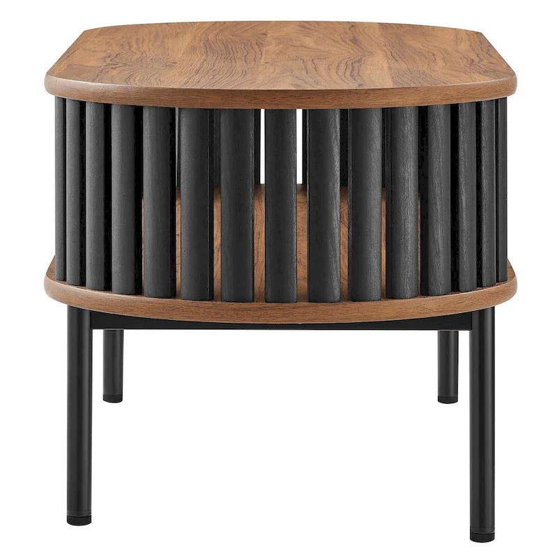 Tavolino da caffè ovale in legno bicolore Collins Modern con ripiano