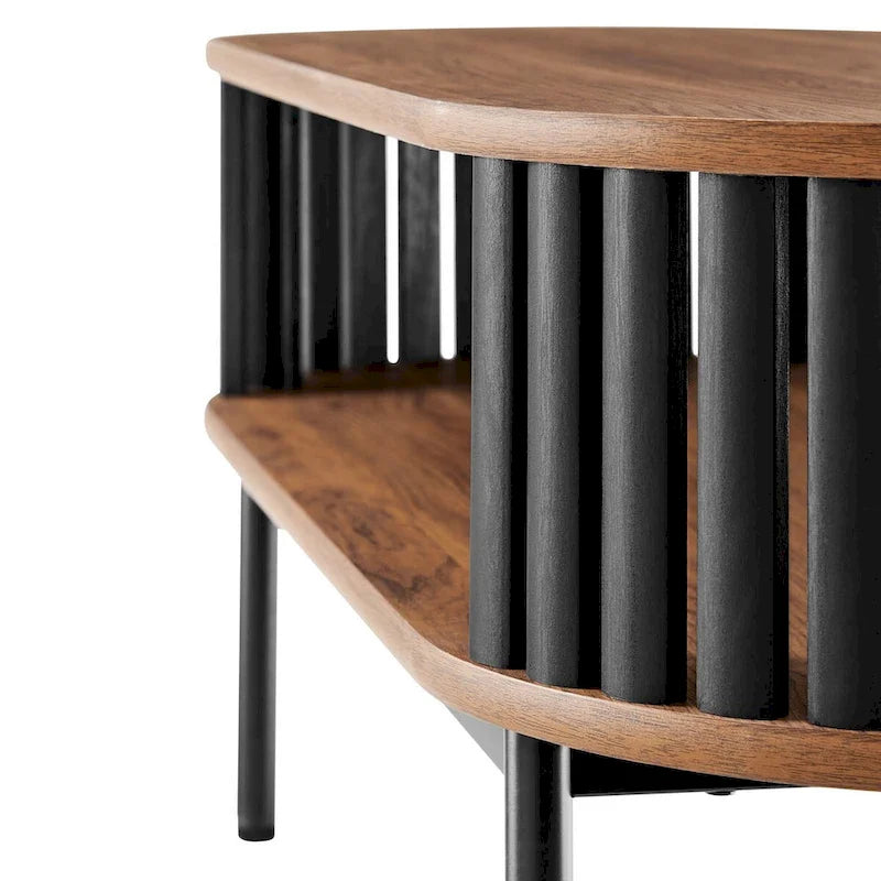 Tavolino da caffè ovale in legno bicolore Collins Modern con ripiano