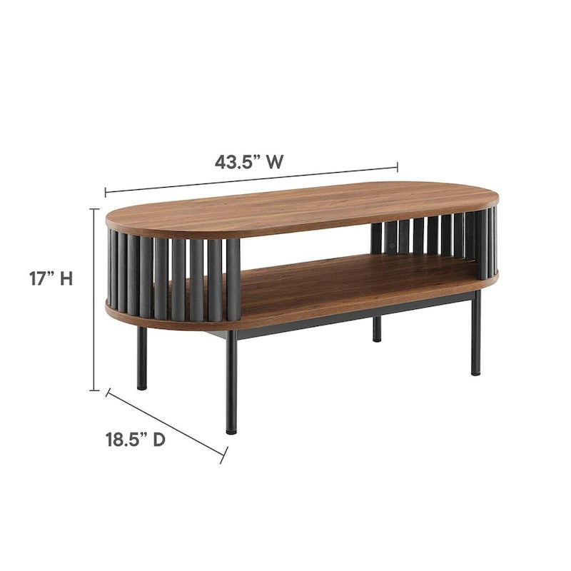 Tavolino da caffè ovale in legno bicolore Collins Modern con ripiano