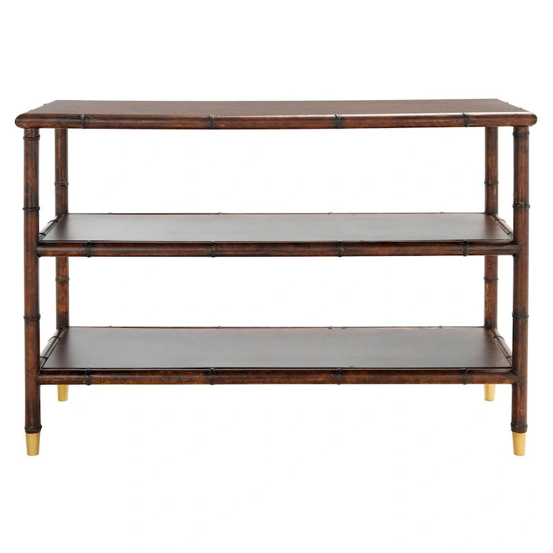 SAFAVIEH Francina Marrone Scuro/Oro Tavolo Consolle a 2 Ripiani - 42 L x 15.8 P x 29 A - 42Lx16Px29A