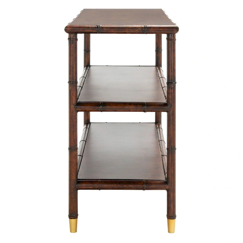 SAFAVIEH Francina Marrone Scuro/Oro Tavolo Consolle a 2 Ripiani - 42 L x 15.8 P x 29 A - 42Lx16Px29A