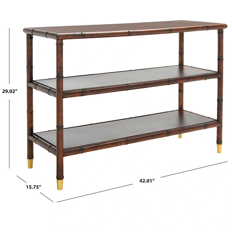 SAFAVIEH Francina Marrone Scuro/Oro Tavolo Consolle a 2 Ripiani - 42 L x 15.8 P x 29 A - 42Lx16Px29A