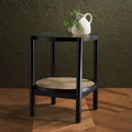 SAFAVIEH Couture Alberdine Tavolino d'Appoggio in Rattan/Vetro - 58,42 cm L x 58,42 cm P x 60,96 cm A - 23L x 23P x 24A