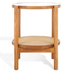 SAFAVIEH Couture Alberdine Tavolino d'Appoggio in Rattan/Vetro - 58,42 cm L x 58,42 cm P x 60,96 cm A - 23L x 23P x 24A