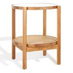 SAFAVIEH Couture Alberdine Tavolino d'Appoggio in Rattan/Vetro - 58,42 cm L x 58,42 cm P x 60,96 cm A - 23L x 23P x 24A
