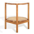 SAFAVIEH Couture Alberdine Tavolino d'Appoggio in Rattan/Vetro - 58,42 cm L x 58,42 cm P x 60,96 cm A - 23L x 23P x 24A