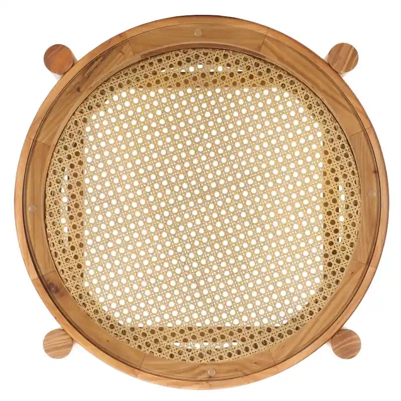 SAFAVIEH Couture Alberdine Tavolino d'Appoggio in Rattan/Vetro - 58,42 cm L x 58,42 cm P x 60,96 cm A - 23L x 23P x 24A