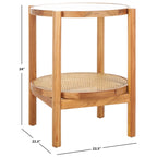 SAFAVIEH Couture Alberdine Tavolino d'Appoggio in Rattan/Vetro - 58,42 cm L x 58,42 cm P x 60,96 cm A - 23L x 23P x 24A