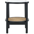 SAFAVIEH Couture Alberdine Tavolino d'Appoggio in Rattan/Vetro - 58,42 cm L x 58,42 cm P x 60,96 cm A - 23L x 23P x 24A