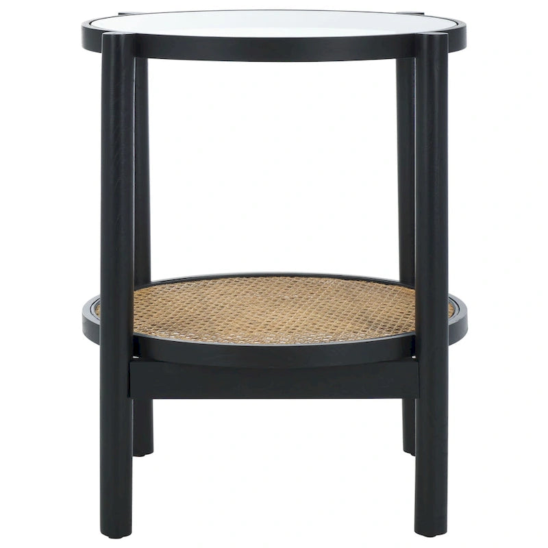 SAFAVIEH Couture Alberdine Tavolino d'Appoggio in Rattan/Vetro - 58,42 cm L x 58,42 cm P x 60,96 cm A - 23L x 23P x 24A