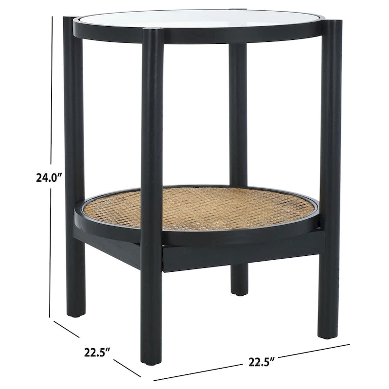 SAFAVIEH Couture Alberdine Tavolino d'Appoggio in Rattan/Vetro - 58,42 cm L x 58,42 cm P x 60,96 cm A - 23L x 23P x 24A