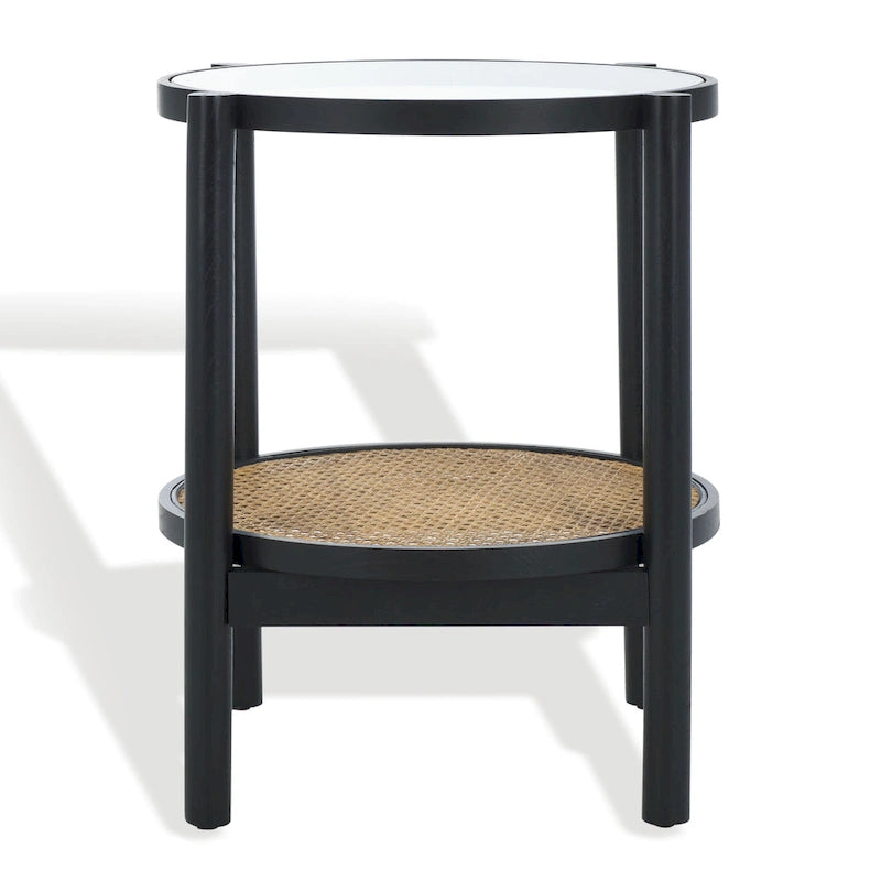 SAFAVIEH Couture Alberdine Tavolino d'Appoggio in Rattan/Vetro - 58,42 cm L x 58,42 cm P x 60,96 cm A - 23L x 23P x 24A