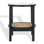SAFAVIEH Couture Alberdine Tavolino d'Appoggio in Rattan/Vetro - 58,42 cm L x 58,42 cm P x 60,96 cm A - 23L x 23P x 24A