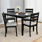 Sedie da pranzo in legno con schienale a doghe, set da 4