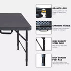 Tavolo Pieghevole Portatile da 120 cm per Interni ed Esterni Peso Massimo 135 kg Tavolo Pieghevole per Campeggio Nero