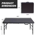Tavolo Pieghevole Portatile da 120 cm per Interni ed Esterni Peso Massimo 135 kg Tavolo Pieghevole per Campeggio Nero