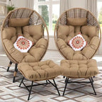 FINCATI Indoor Eggs Chair, 440 lbs Egg Chair Outdoor, Oversized Egg Chair with Ottoman, Luxury Cozy Egg Chair with Foot Rest