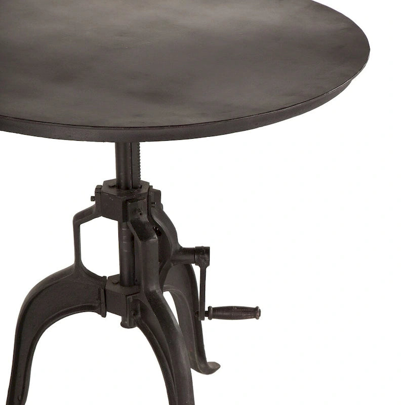 Tavolino laterale regolabile grande con manovella in metallo riciclato di World Interiors