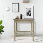 Tavolino in crema Copper Grove Reine con ripiano in rattan
