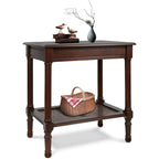 Tavolino in crema Copper Grove Reine con ripiano in rattan