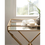 Tavolino con dettagli in metallo freccia Jalabert Silver Orchid - 21x14x26