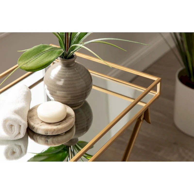 Tavolino con dettagli in metallo freccia Jalabert Silver Orchid - 21x14x26