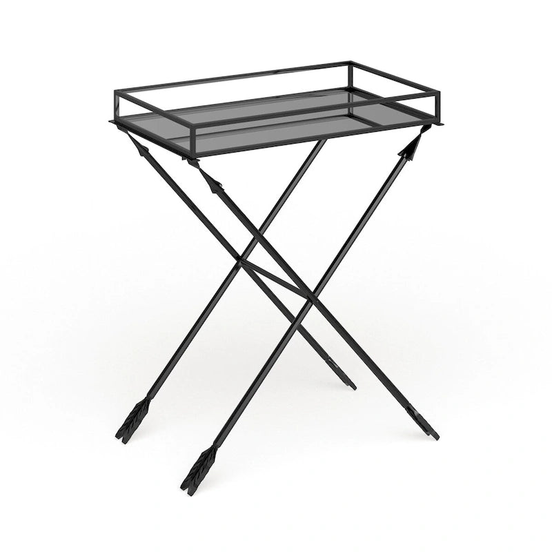 Tavolino con dettagli in metallo freccia Jalabert Silver Orchid - 21x14x26