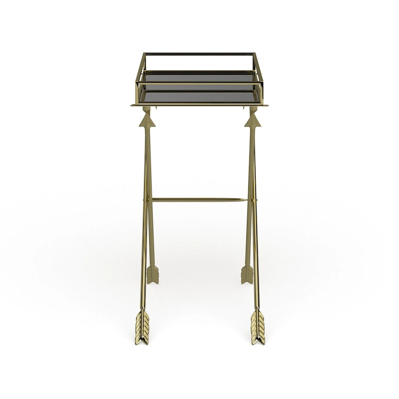 Tavolino con dettagli in metallo freccia Jalabert Silver Orchid - 21x14x26