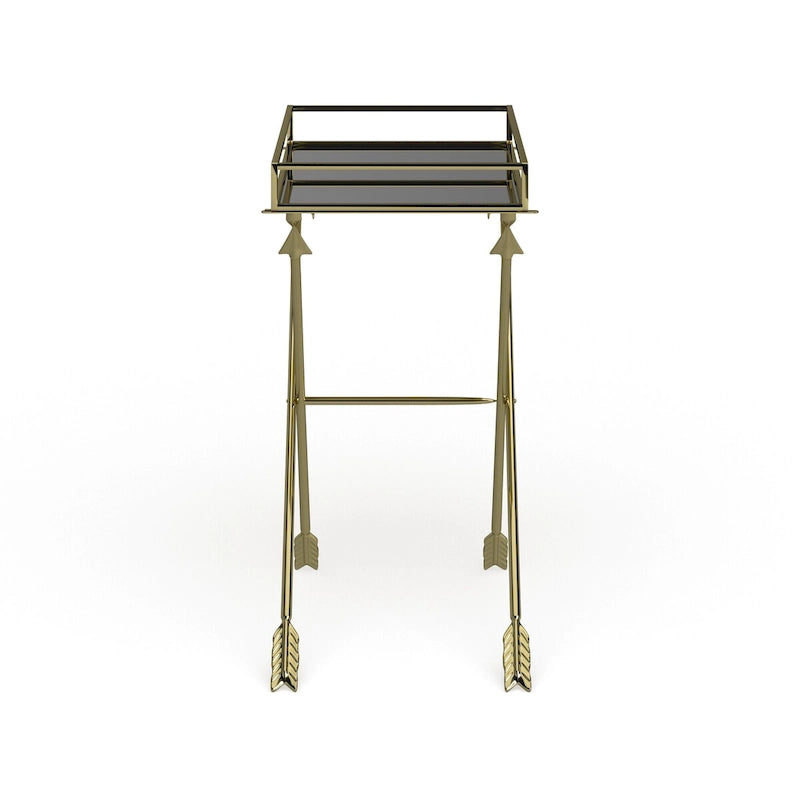 Tavolino con dettagli in metallo freccia Jalabert Silver Orchid - 21x14x26