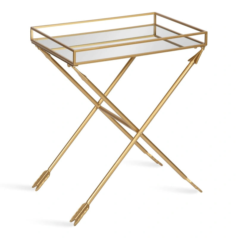 Tavolino con dettagli in metallo freccia Jalabert Silver Orchid - 21x14x26