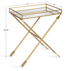 Tavolino con dettagli in metallo freccia Jalabert Silver Orchid - 21x14x26