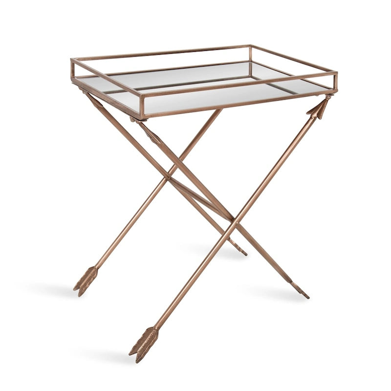 Tavolino con dettagli in metallo freccia Jalabert Silver Orchid - 21x14x26