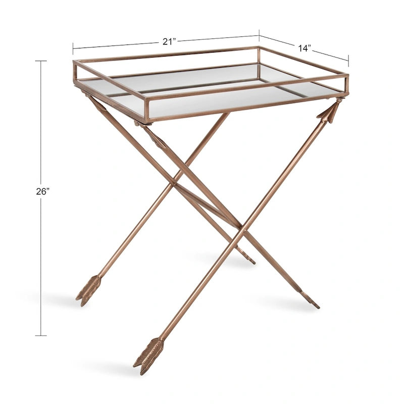 Tavolino con dettagli in metallo freccia Jalabert Silver Orchid - 21x14x26