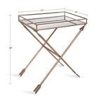 Tavolino con dettagli in metallo freccia Jalabert Silver Orchid - 21x14x26