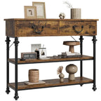 Consolle stretta con cassetti e ripiani per ingresso