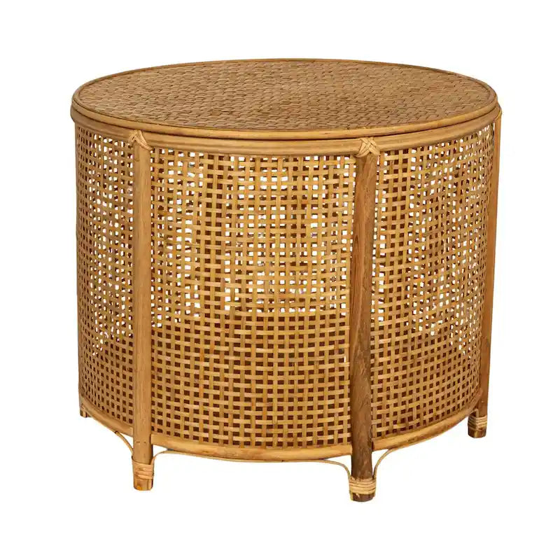 Tavolino d'appoggio in bambù e rattan