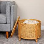Tavolino d'appoggio in bambù e rattan