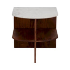 Tavolino Sagebrook Home Moderno Neutro in Legno/Marmo Marrone 20 a Mezzo Tondo - 20 x 20 x 20 - 20 x 20 x 20