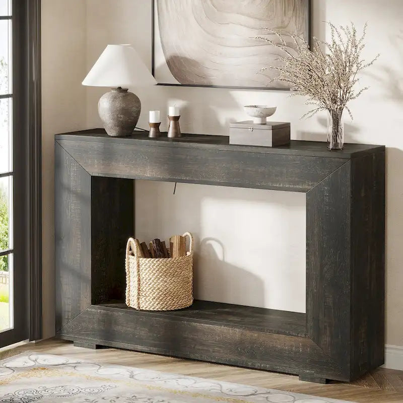 Rustic Console Sofa Table for Entryway, Hallway, Living Room - 47.24 W x 32.8 H x 11.81 D