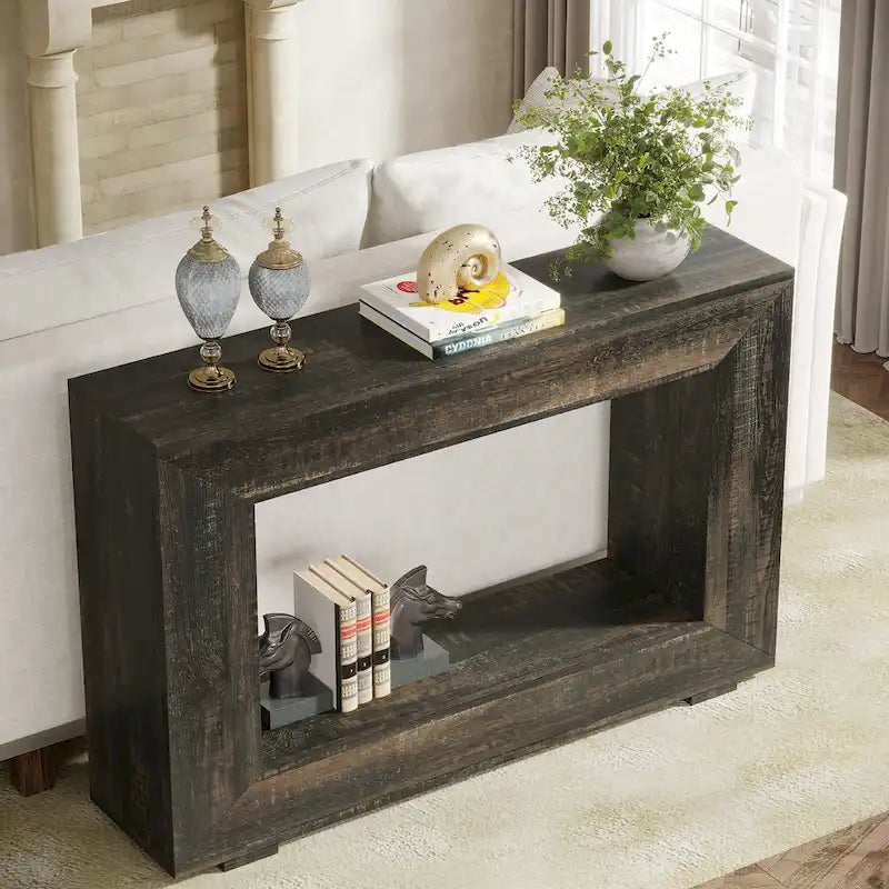 Rustic Console Sofa Table for Entryway, Hallway, Living Room - 47.24 W x 32.8 H x 11.81 D