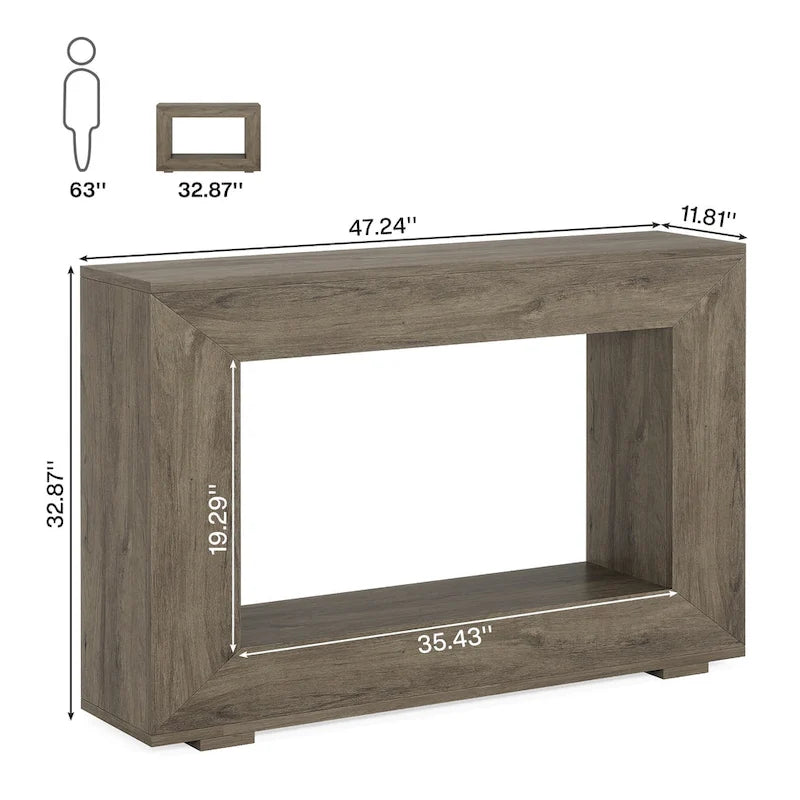 Rustic Console Sofa Table for Entryway, Hallway, Living Room - 47.24 W x 32.8 H x 11.81 D