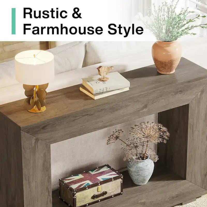 Rustic Console Sofa Table for Entryway, Hallway, Living Room - 47.24 W x 32.8 H x 11.81 D