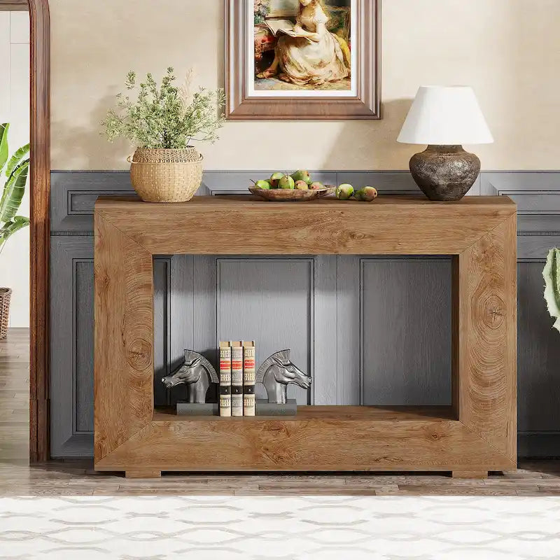 Rustic Console Sofa Table for Entryway, Hallway, Living Room - 47.24 W x 32.8 H x 11.81 D